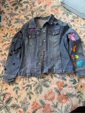 We Are Hairy People one of a kind handpainted duck denim jacket